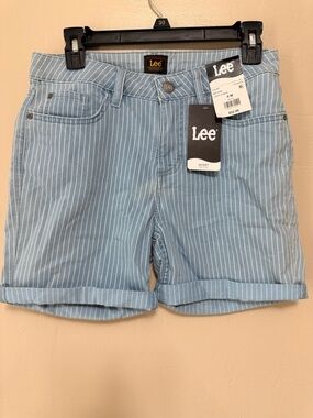 Lee Women’s Light Blue Pinstripe Cuffed Jean Shorts
